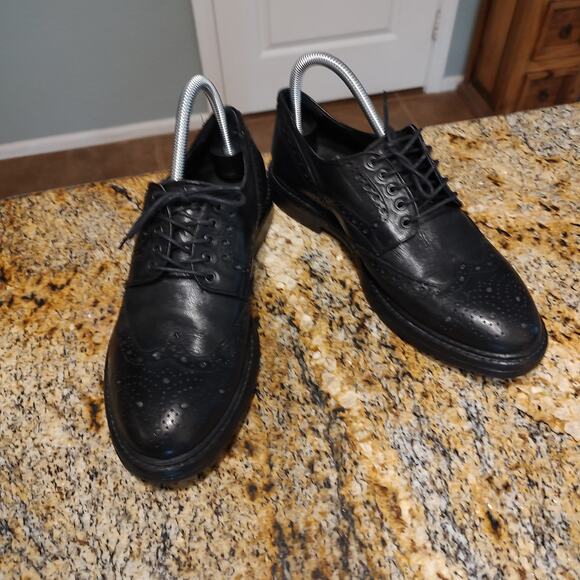 Gravitypope Black Leather Brogue Shoes, US 7 EU 39, Made in Italy - Picture 3 of 12
